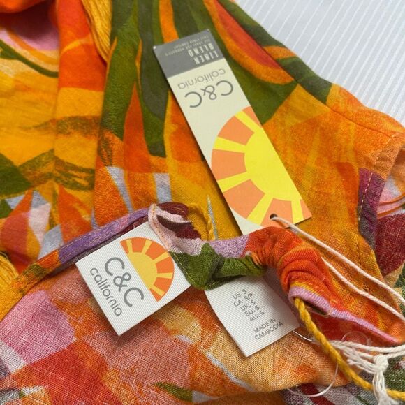 NWT C&C California Palm Linen Maxi Dress Size Small New - Picture 7 of 7